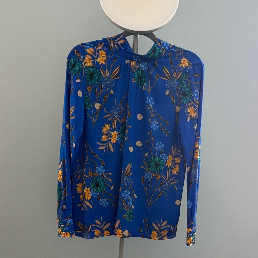 NEW- Calvin Klein Blue Floral Blouse